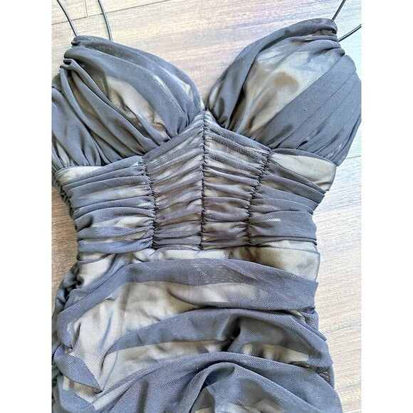 B Darlin Women's Juniors Sleeveless Ruched Bodycon Dress Black Nude size 3/4 - Picture 5 of 8